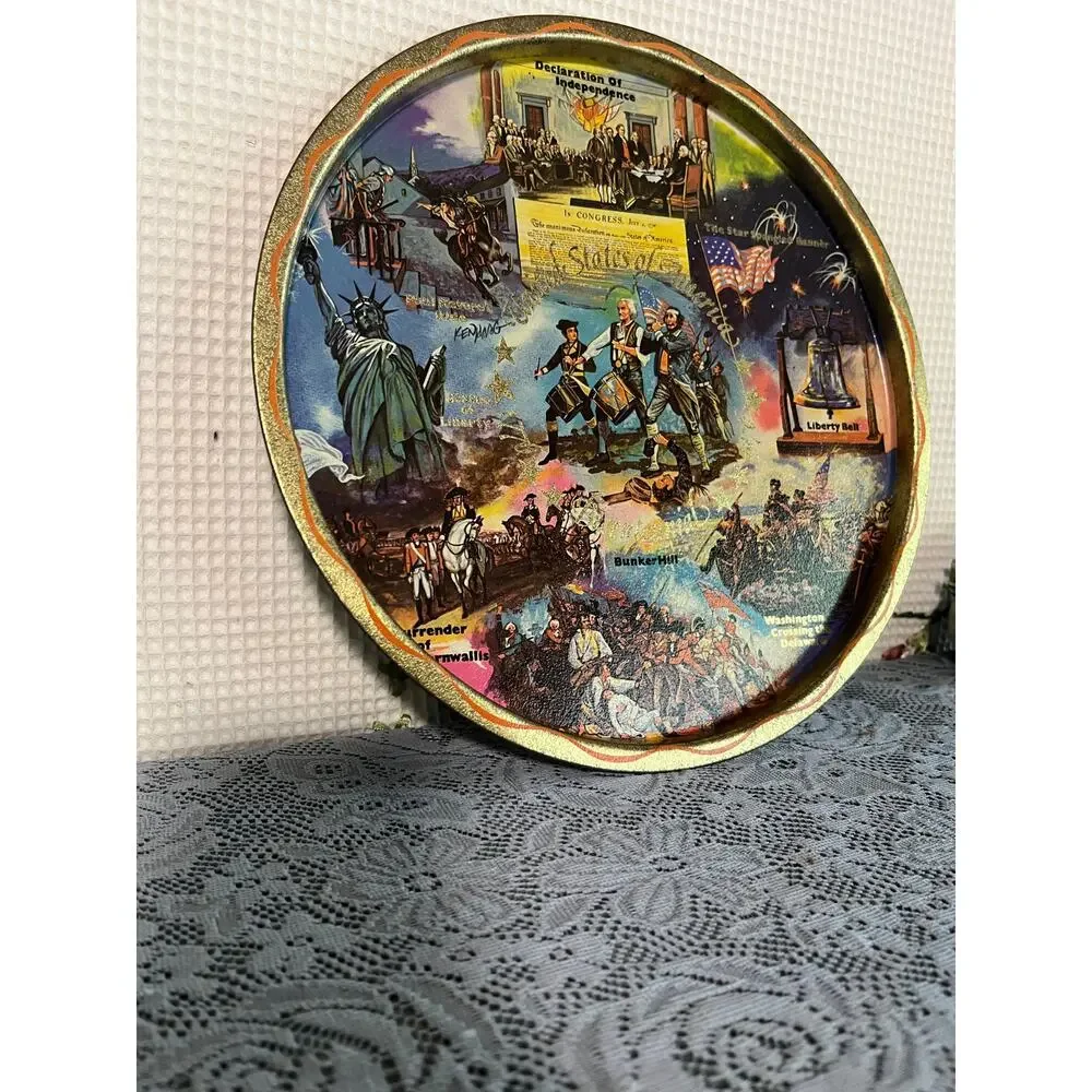 Vintage 1776-1976 Bicentennial Commemorative Plate United States of America Gold